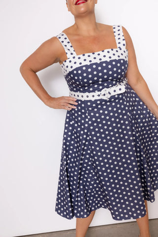 Sunday Navy Polka Dot Midi Dress