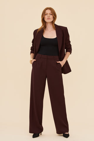Tailored Wide Leg Pants in Burgundy