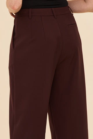 Tailored Wide Leg Pants in Burgundy