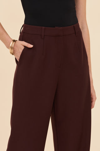 Tailored Wide Leg Pants in Burgundy