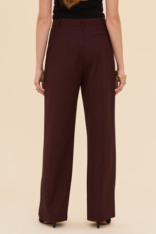 Tailored Wide Leg Pants in Burgundy
