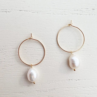 The Essential Pearl Hoops - Gold, small