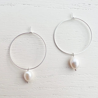 The Essential Pearl Hoops - Silver