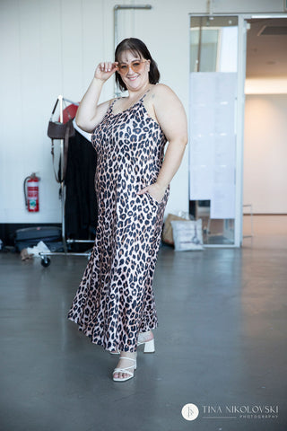 Maxi Slip Dress in Leopard Print