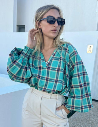 Topaz Plaid Blouse