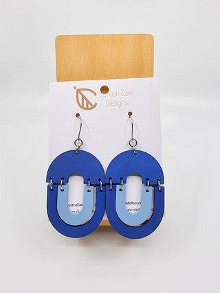 Triple Arch Wooden Earrings – Blue