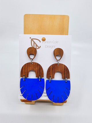 Walnut & Blue Wood Earrings
