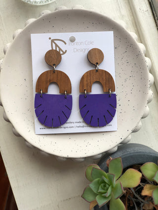 Walnut & Purple Wood Earrings