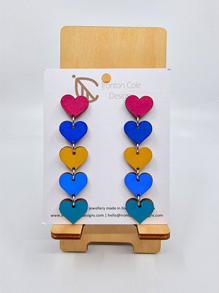 Wooden Multi Heart Drops – Aqua to Purple