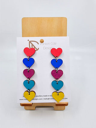 Wooden Multi Heart Drops – Red to Yellow