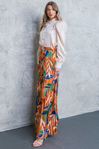 Heather Satin Pleated Maxi Skirt