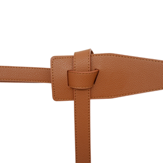 Marina Leather Knot Waist Belt - Tan