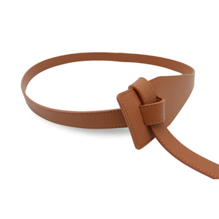 Marina Leather Knot Waist Belt - Tan