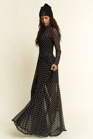 Lara Polka Dot Mesh Maxi Dress
