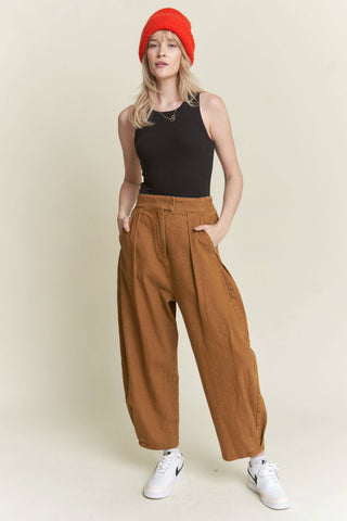 High Waisted Barrel Pants in Mocha