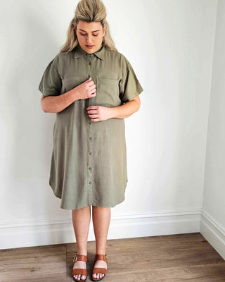 Girlfriend Shirt Dress in Olivine