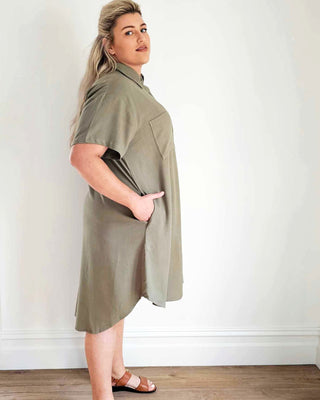 Girlfriend Shirt Dress in Olivine