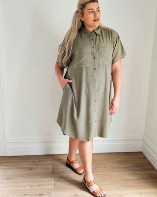 Girlfriend Shirt Dress in Olivine