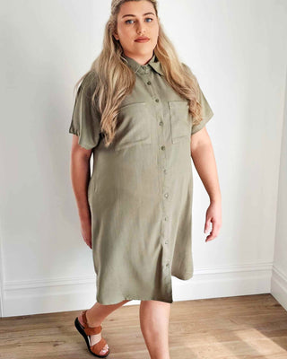 Girlfriend Shirt Dress in Olivine