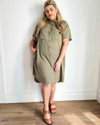 Girlfriend Shirt Dress in Olivine