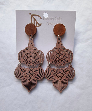 Metallic Pink Wood Earrings