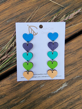 Wooden Multi Heart Drops