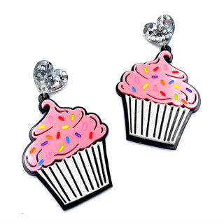 Sprinkles Cupcake Earrings - Strawberry